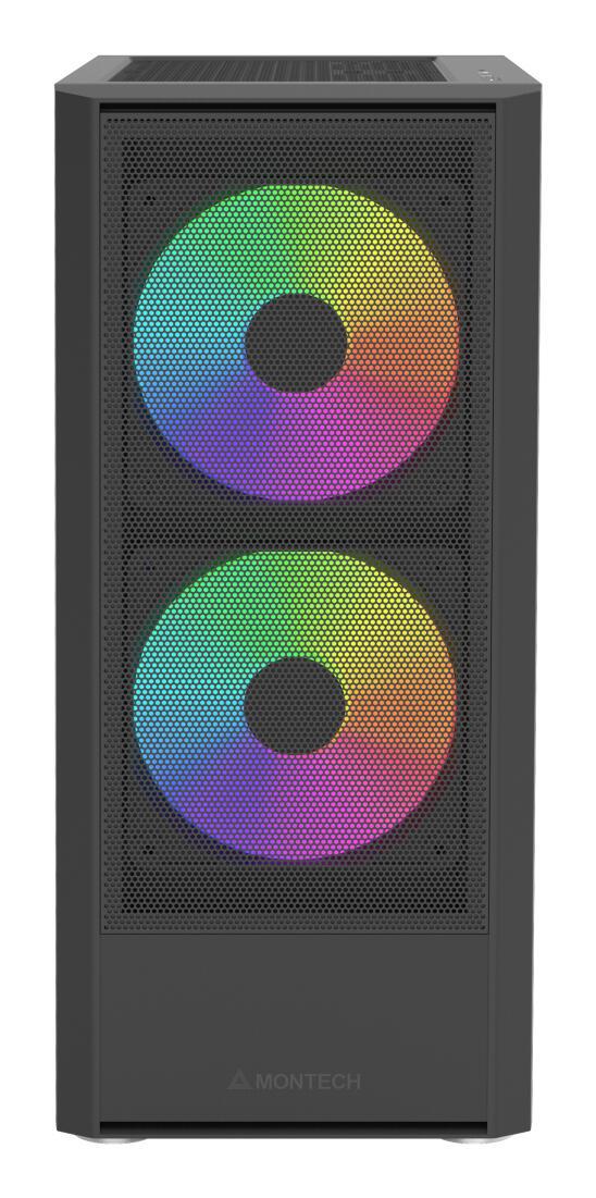 Kasë PC Montech X2 PLUS / Midi Tower / ATX / 2x 140mm + 1x 120mm ARGB Fan / Tempered Glass – Zezë - 2
