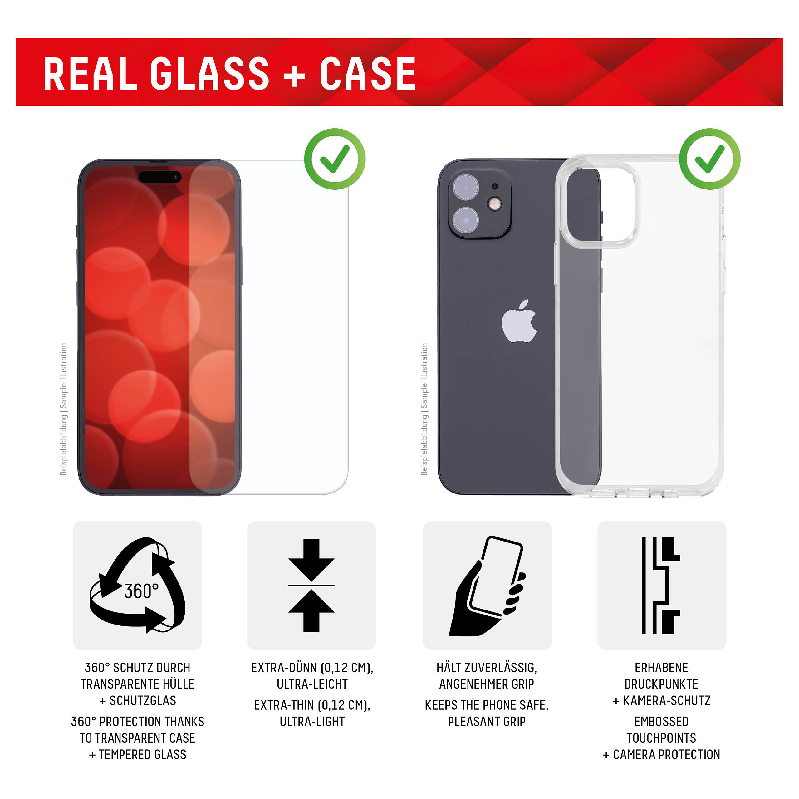 Mbrojtëse për ekran Displex 01846 / Apple iPhone 15 / Xham Tempered Glass + Case – Transparente - 3