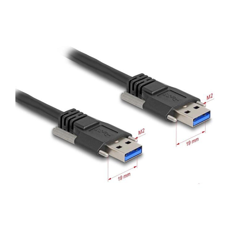 Kabllo USB DeLOCK 80997, USB 5 Gbps Type-A në Type-A, me vida M2, 1 m - Zezë - 2
