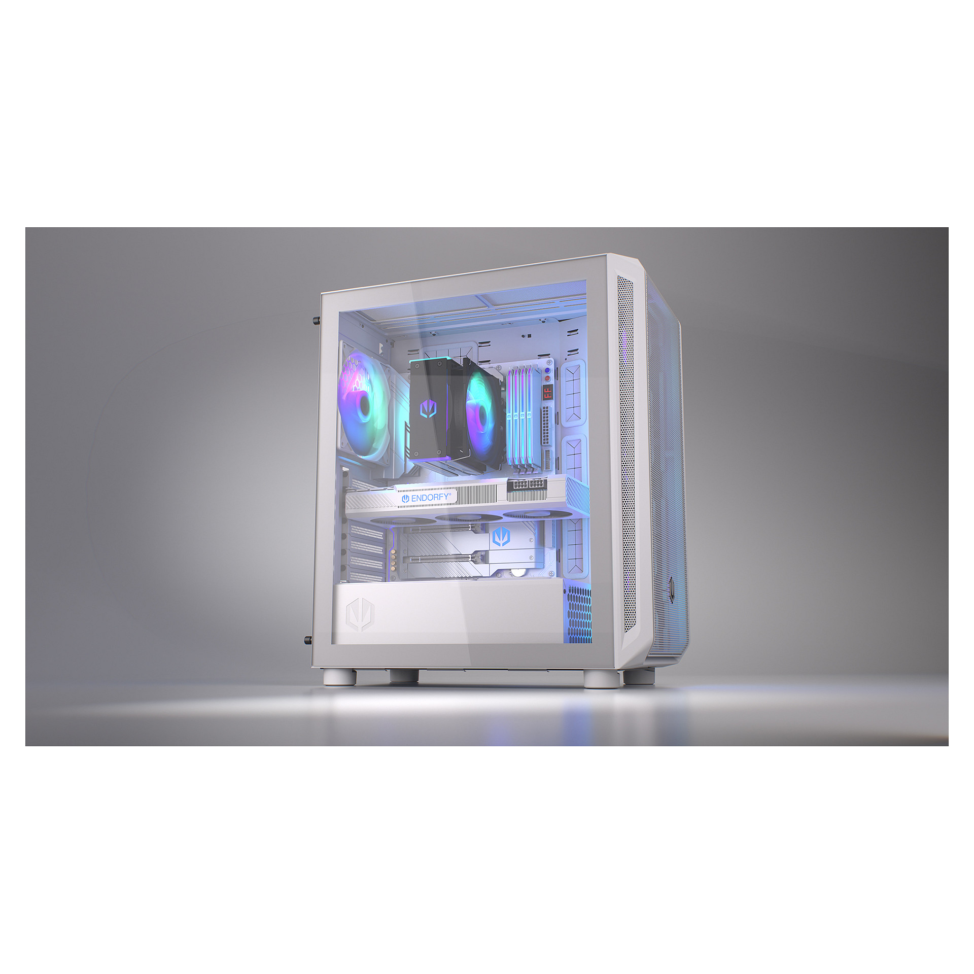 Kasë PC ENDORFY Arx 500 ARGB White / Mid Tower / ATX / 3x 140mm Front + 1x 140mm Rear Fan / ARGB / Mesh - Bardhë - 35