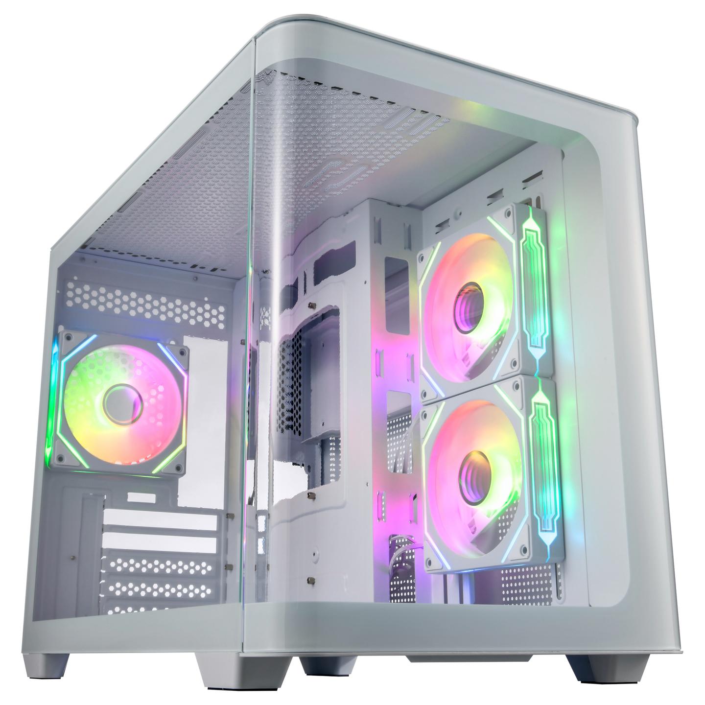 Kasë FSP S380 / Micro-ATX Mid-Tower / 2x120mm Reverse ARGB (Anë) + 1x120mm ARGB (Prapa) / 2xUSB Type-A + USB Type-C / Xham i Temperuar i Lakuar – Bardhë - 2