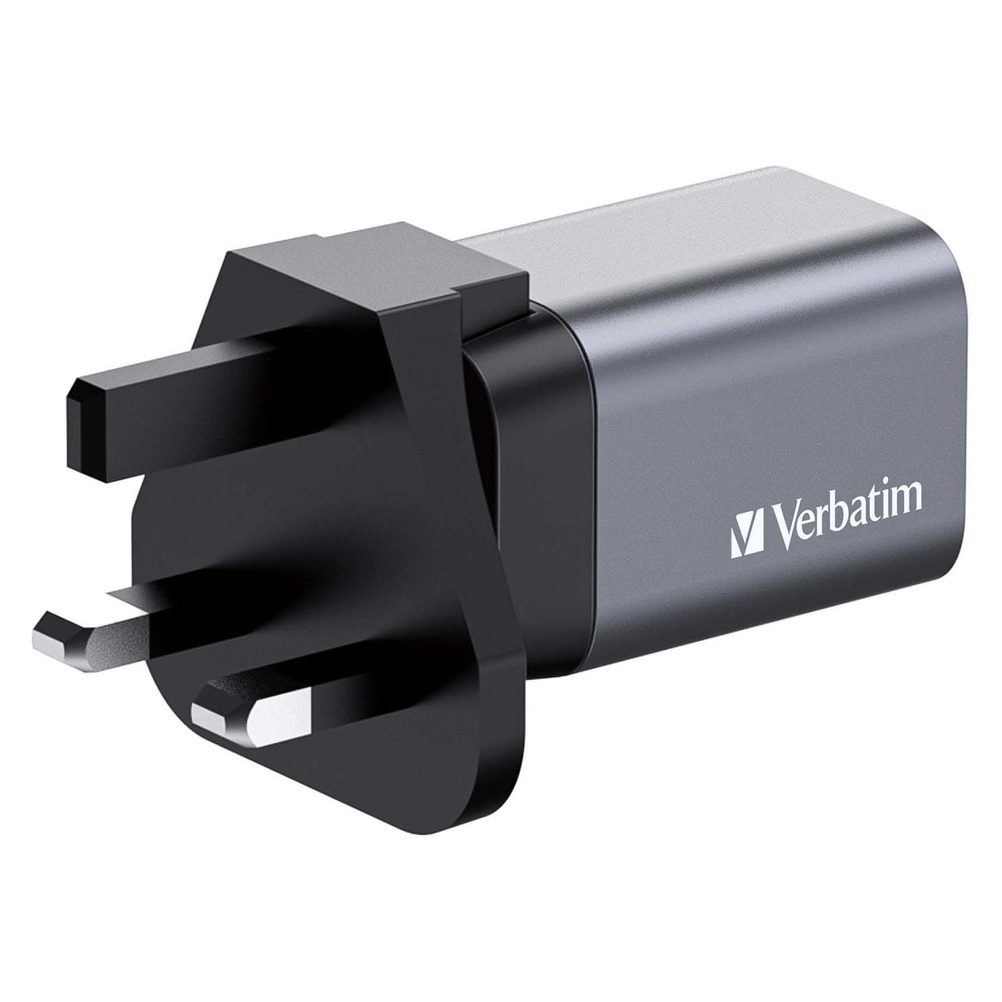 Karikues Verbatim GNC-35, GaN, 35W, USB-C PD 3.0, USB-A QC 3.0, Adapterë EU/UK/US – Gri - 6