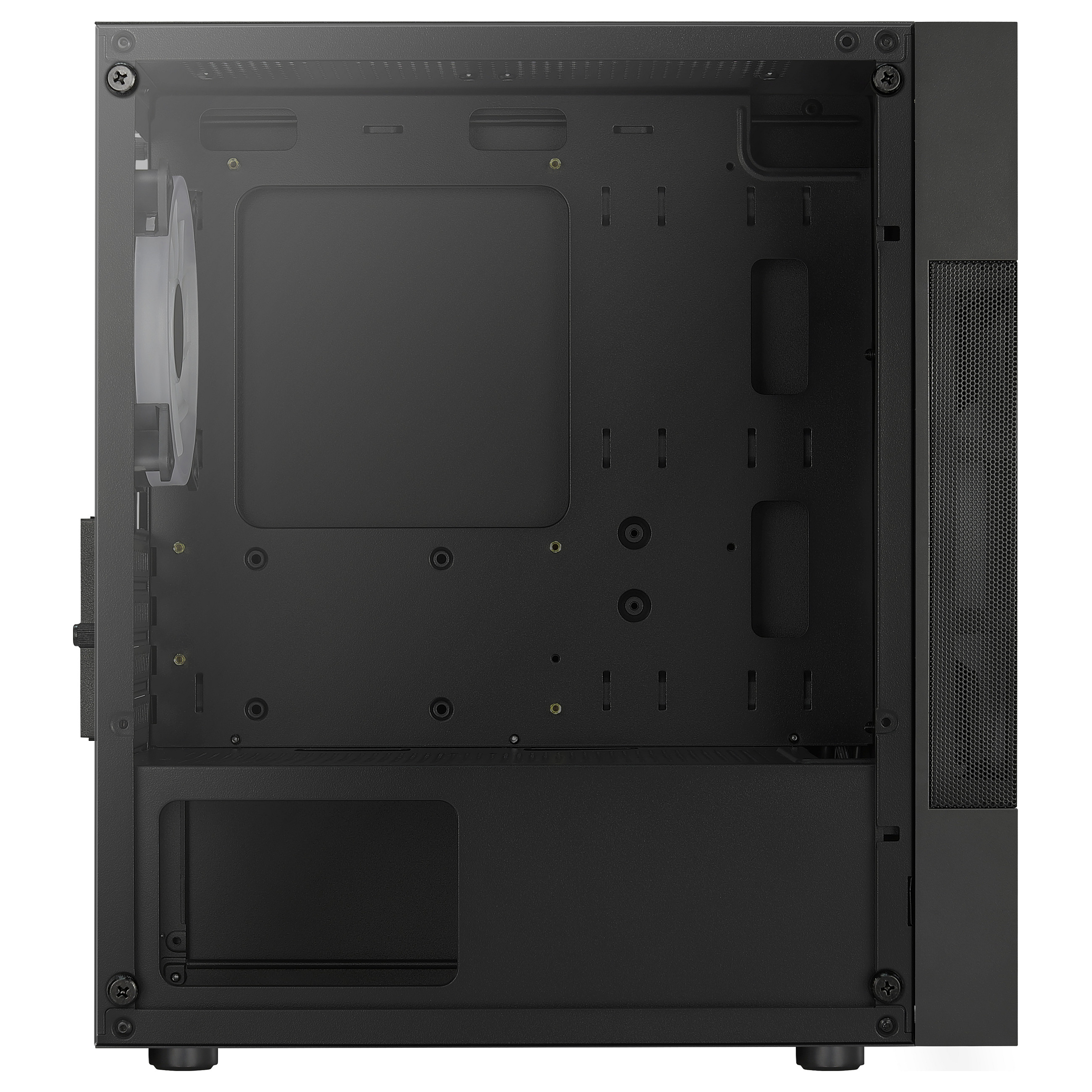 Kasë PC Aerocool Atomic Lite / Mini Tower / Micro-ATX + Mini-ITX / 1x 180mm + 1x 120mm Fan / Tempered Glass - Zezë - 13