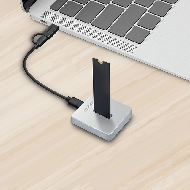 Docking Station për SSD M.2 / 1x M.2 NVMe PCIe / M-Key & B+M-Key / 2230–2280 + 22110 / USB-C 3.2 Gen 2 / 10Gbps – Zezë - 4