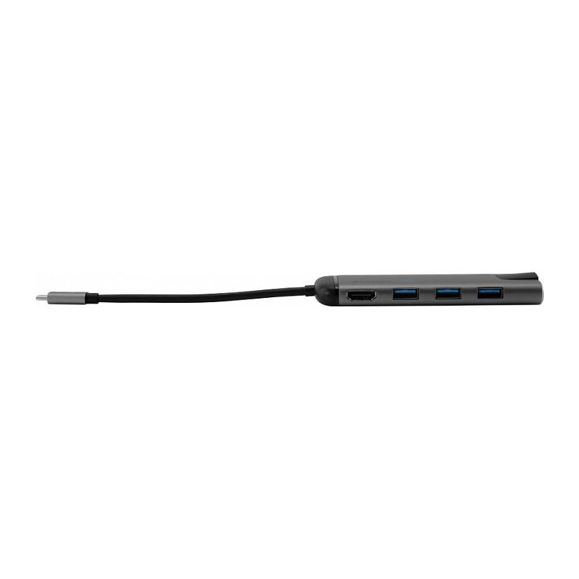 Hub USB Verbatim 49142 / USB-C / 3x USB-A / HDMI 4K / RJ45 Gigabit / SD + MicroSD / USB-C PD / 0.15 m - Zezë/Argjend - 6