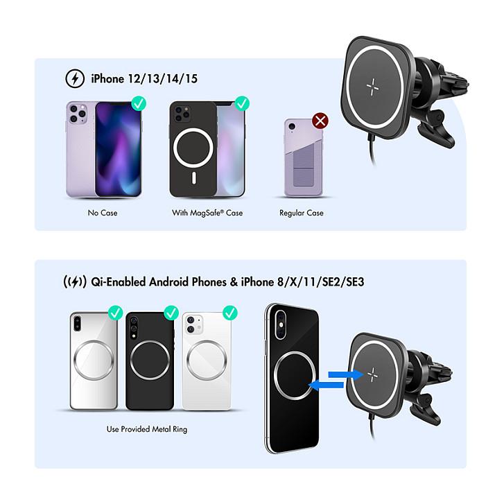 Adapter telefoni pĂ«r veturĂ« LogiLink PA0329 / Wireless Charging / Magnetic / 360° / 15W â ZezĂ« - 8