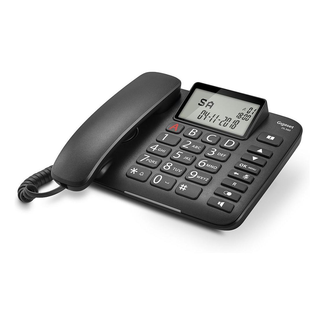 Telefon i Thjeshtë Gigaset DL380, analog, me kabllo, ekran LCD monokrom - Zezë - 6
