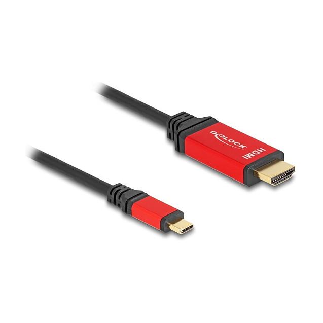 Kabllo USB DeLOCK 80097 / USB Type-C në HDMI / DP Alt Mode / 8K 60 Hz / HDR10 / 3 m - Zezë/Kuqe