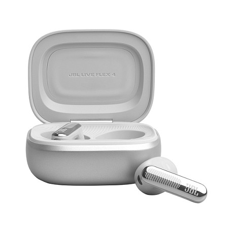 Kufje pa kabllo JBL Live Flex 4 / Bluetooth 6.0 / True Wireless / Noise Cancelling / 50 orë / Smart Charging Case – Argjendtë - 7
