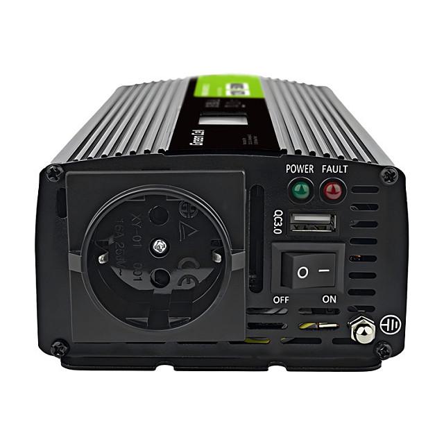 Inverter Green Cell PowerInverter LCD, 12 V, 500 W, Sinus i pastër, me ekran LCD - Zezë - 3