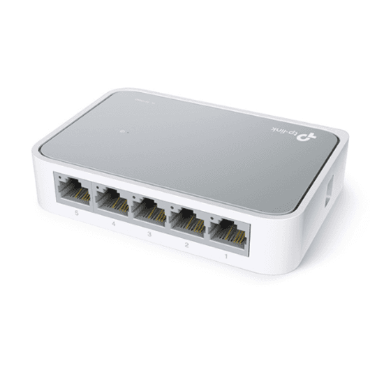 TP-Link TL-SF1005D 5-Port Fast Ethernet Desktop Switch – 5x RJ45 10/100Mbps, Plug & Play, Auto MDI/MDIX, Bardhë