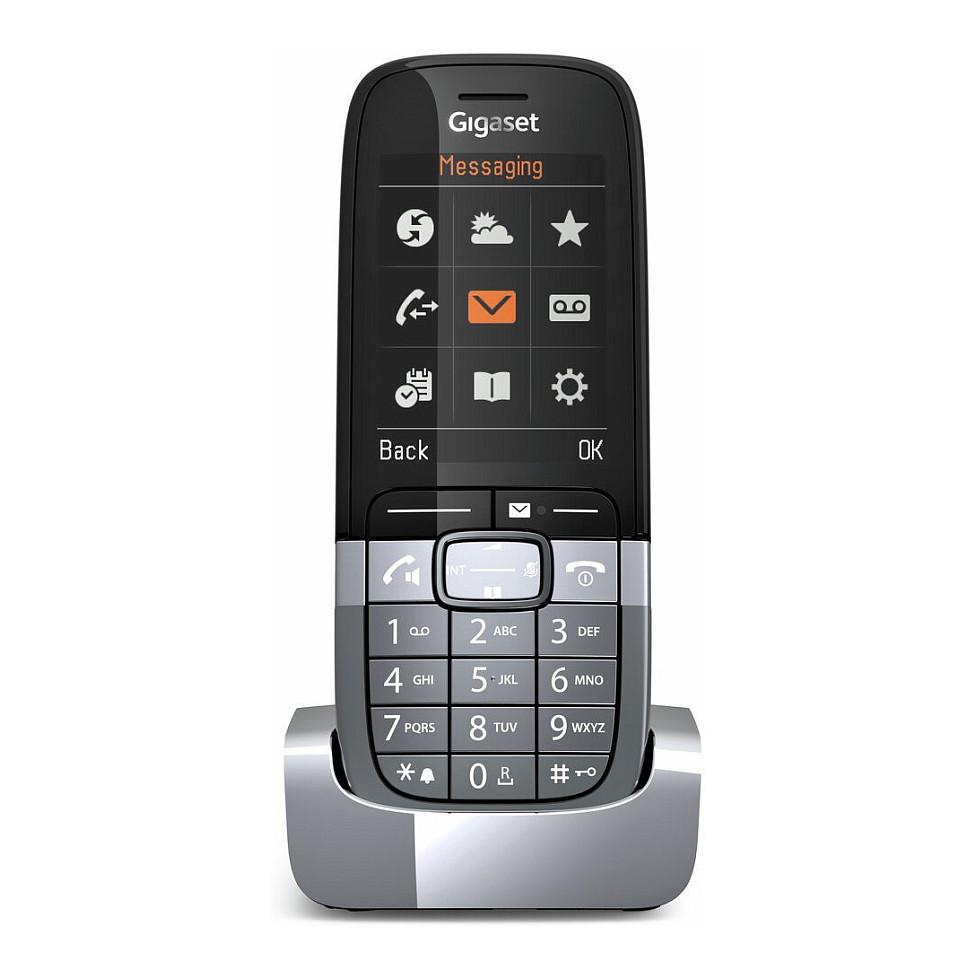 Telefon VoIP Gigaset SL850H PRO / S30852-H3175-R102 / DECT / Ekran TFT 2.4" / Bluetooth 5.1 / USB-C / 500 Kontakte / Hands-Free / Deri 12 orë Bisedë – Gri e errët - 2