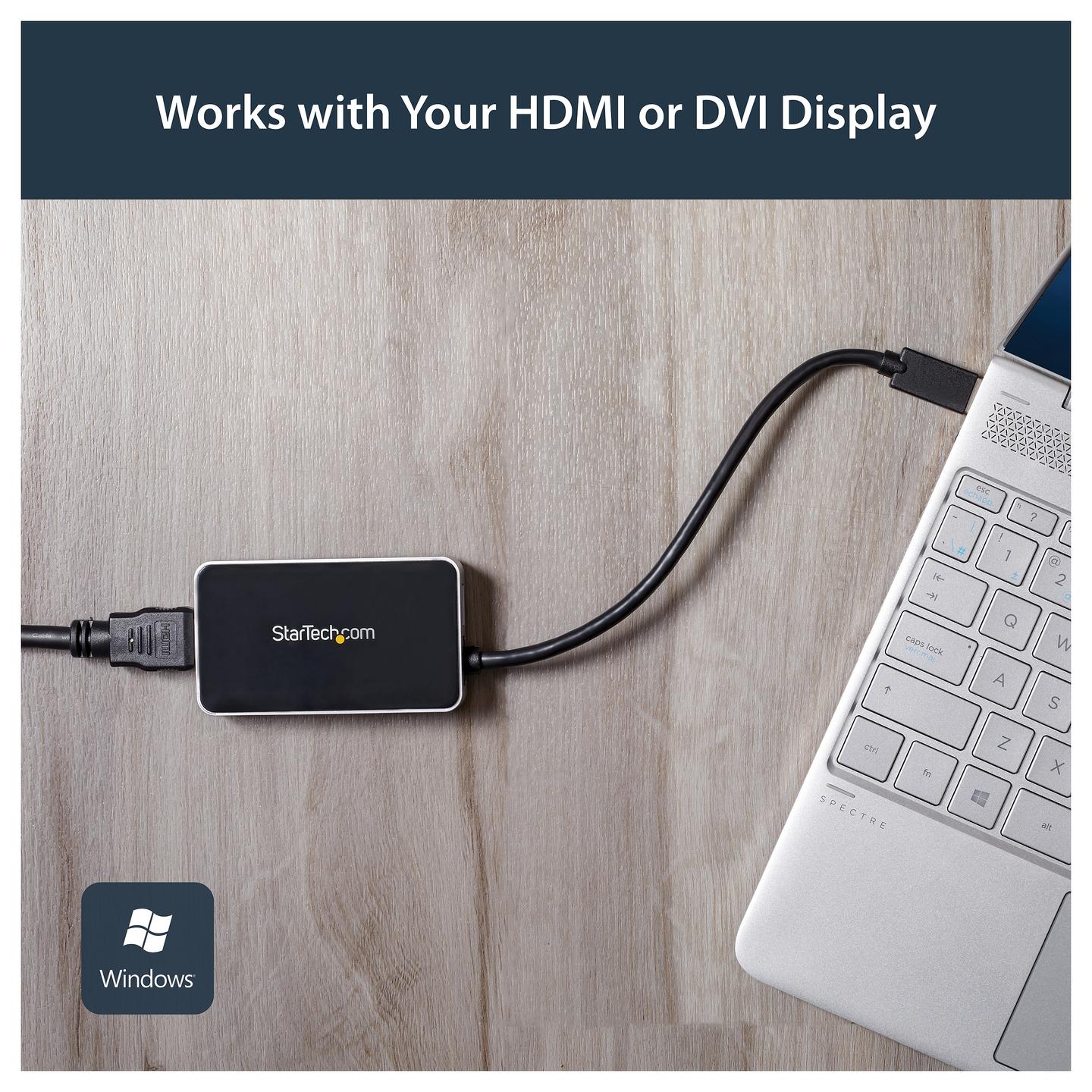 Adapter USB në HDMI StarTech.com USB32HDEH, HDMI 1080p, USB-A 5Gbps - Zezë - 10