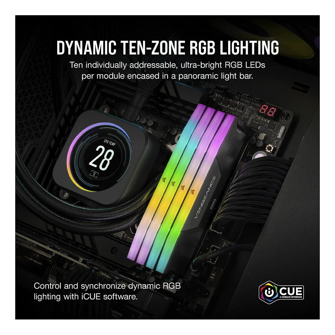 RAM Memorie DDR5 Corsair Vengeance RGB / 8GB / DIMM / 5200MHz / 288-pin - Zezë - 6
