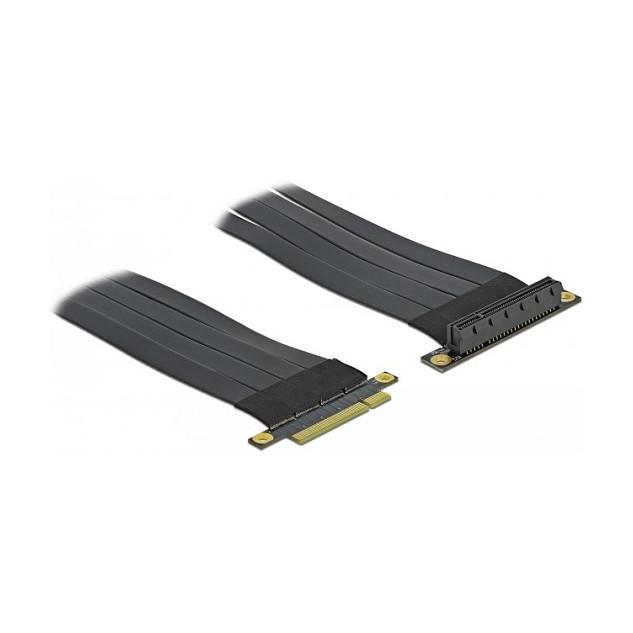 Kartë Riser PCI Express Delock 85766 / PCIe 3.0 x8 në x8 / Kabllo fleksibël 30cm / 30 AWG - Zezë