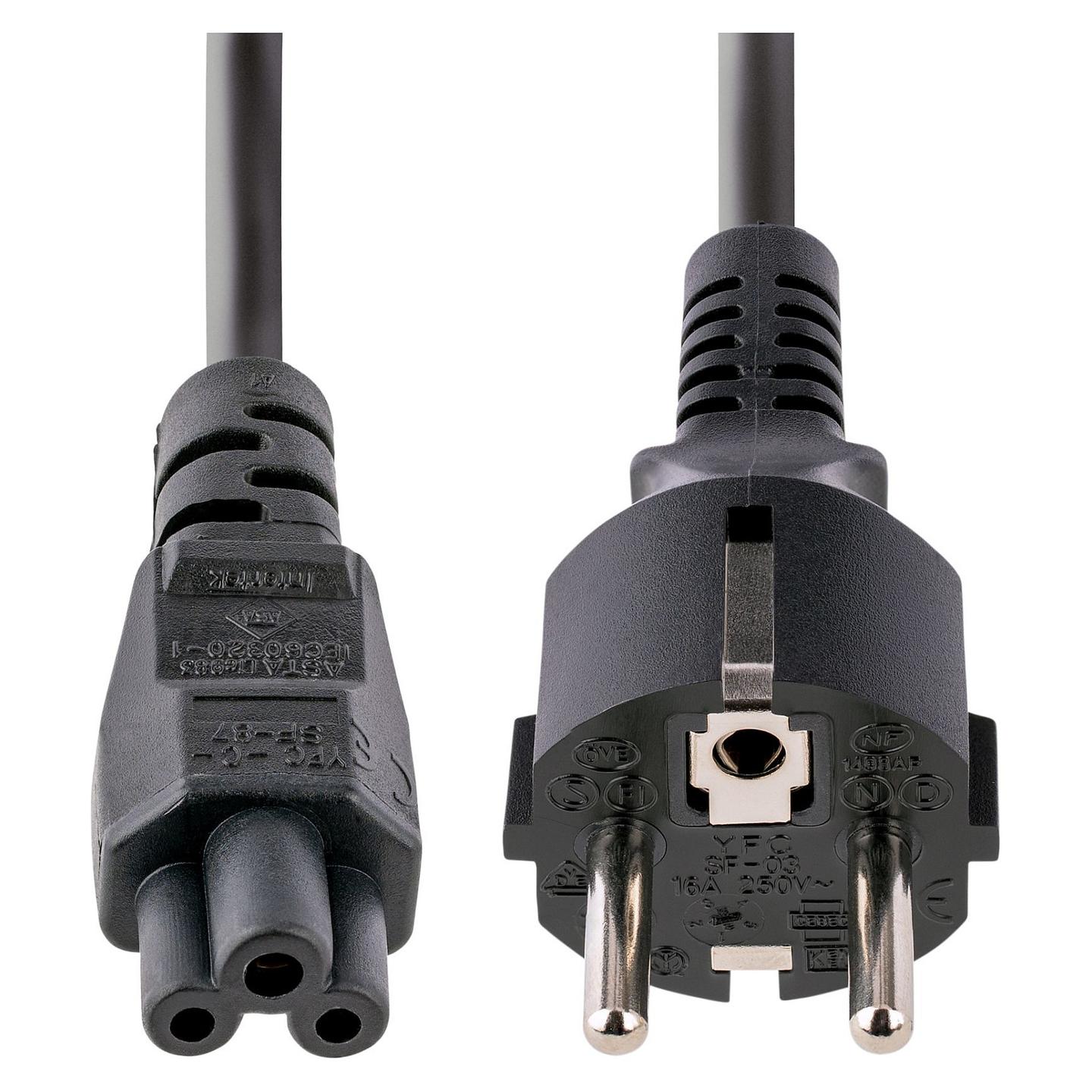 Kabllo për Furnizim me Energji StarTech.com 753E-3M-POWER-LEAD, CEE 7/7 në IEC C5, 3m, 250V, 2.5A, 18AWG - Zezë - 4