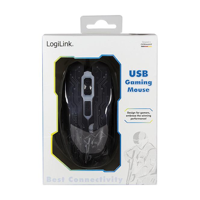 Maus Gaming LogiLink ID0137 / USB / Optik / 2400 DPI / 6 Butona / LED - Zezë/Blu - 11