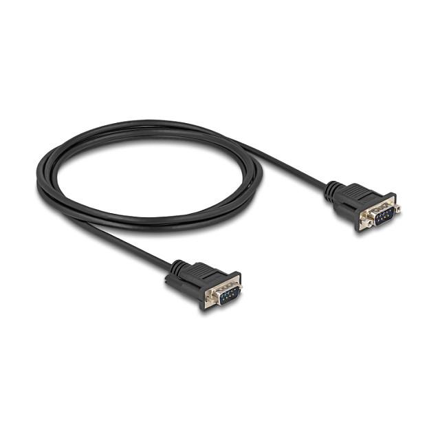 Kabllo Serial DeLOCK 88218 / RS-232 D-Sub9 Male në D-Sub9 Male / 1:1 / 2 m - Zezë