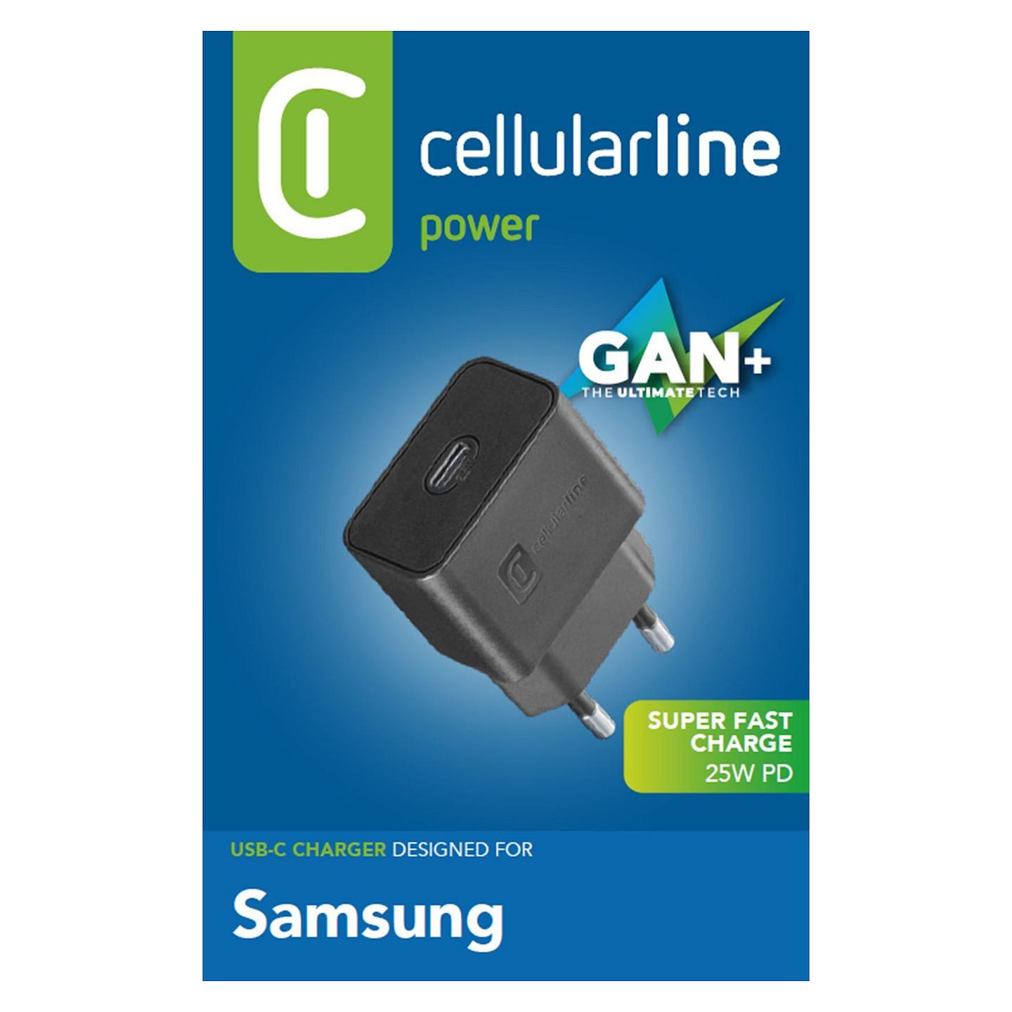 Adapter Cellularline Super Fast Charger, USB-C, Power Delivery, 25W, për Samsung - Zezë - 2