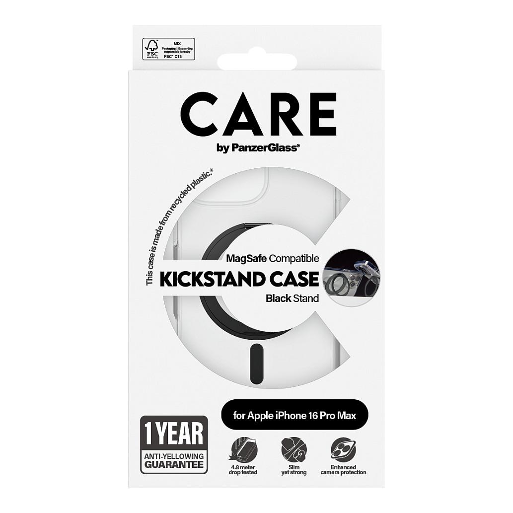 Case për Telefon CARE by PanzerGlass Feature, iPhone 16 Pro Max, Kickstand 360°, MagSafe – Transparent - 3