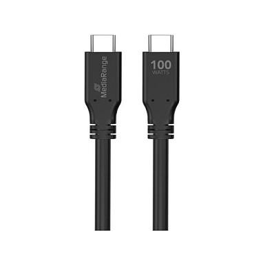 Kabllo USB MediaRange MRCS218 / USB-C në USB-C / USB 3.2 Gen 1x2 / 10 Gbit/s / PD 3.0 100W / E-Mark / 3m - Zezë - 3