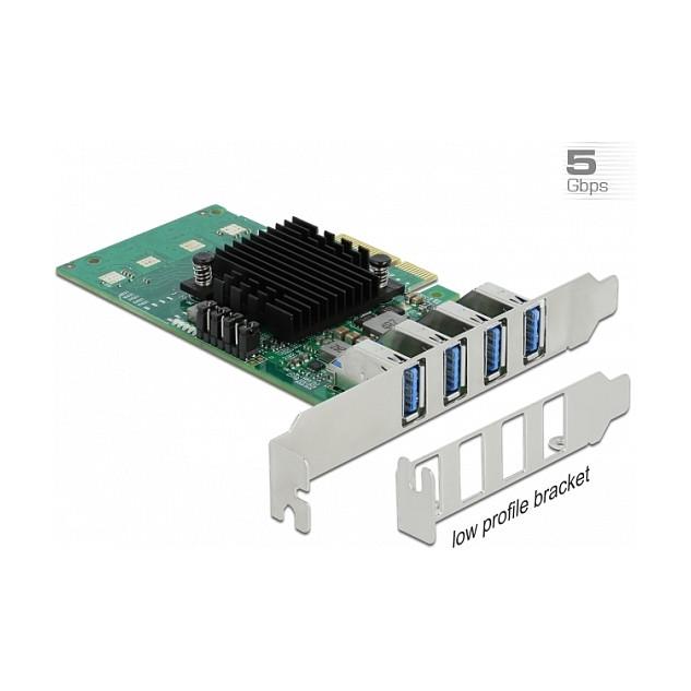 Kartë Zgjerimi PCI Express Delock 89048 / PCIe 2.0 x4 / 4x USB Type-A / USB 5Gbps / Low Profile - 3