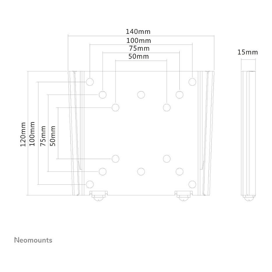 Mbajtëse për Monitor Neomounts FPMA-W25, Murale, 10–30", 30kg, VESA 50 × 50 / 75 × 75 / 100 × 100mm - Argjend - 11
