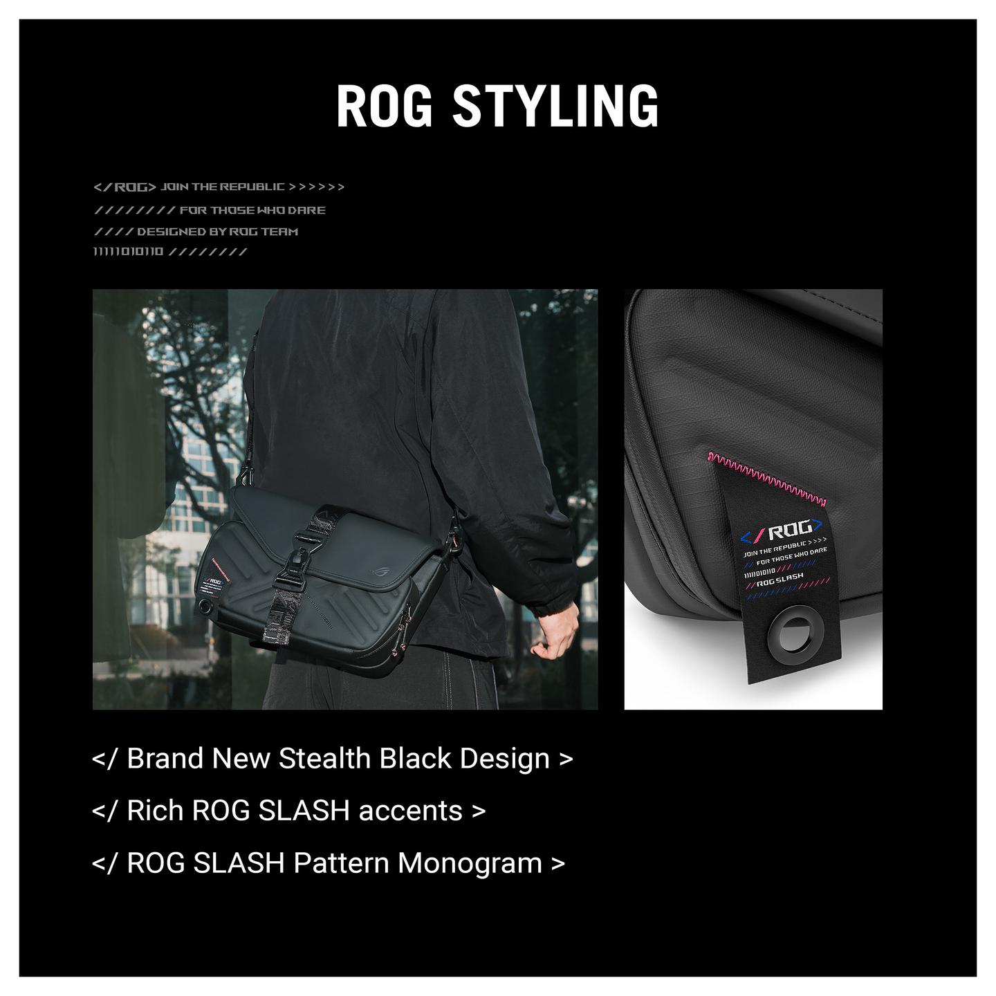 Çantë ASUS ROG SLASH Sling Bag 4.0, BC3004, për ROG Ally, Rezistente ndaj ujit, FIDLOCK, 0.6 kg - Zezë - 20