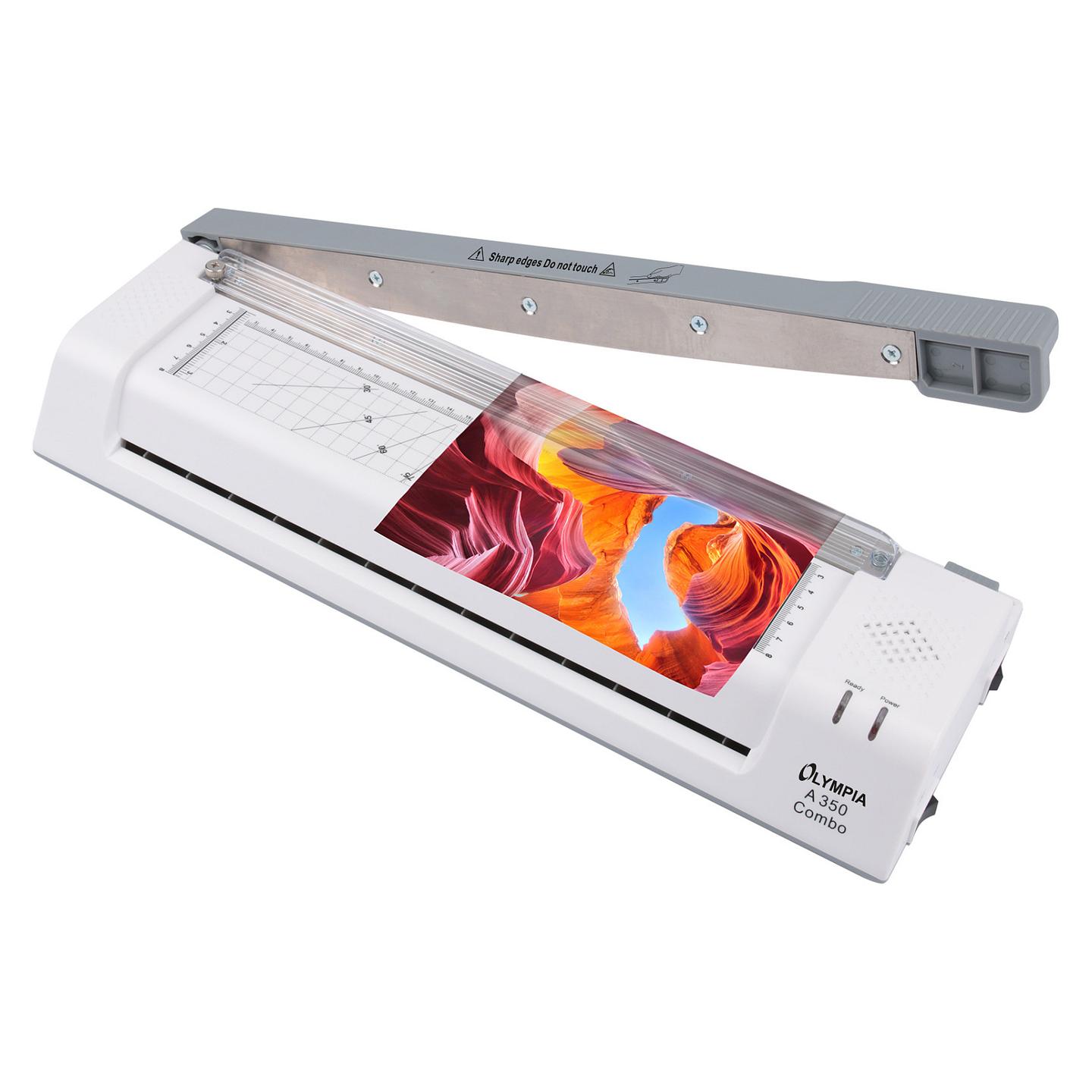 Laminator Olympia A 350 Combo, A3, Hot & Cold, 330mm, 250mm/min, 75–125µm + Prerës + Rrumbullakues qoshe - Bardhë - 3
