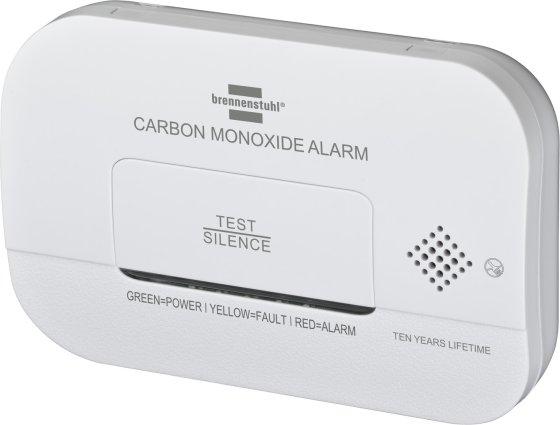 Detektor CO Brennenstuhl CM A 3030 / Sensor Elektrokimik / Alarm 85 dB / LED / 2x AA 1.5V / EN 50291 - Bardhë