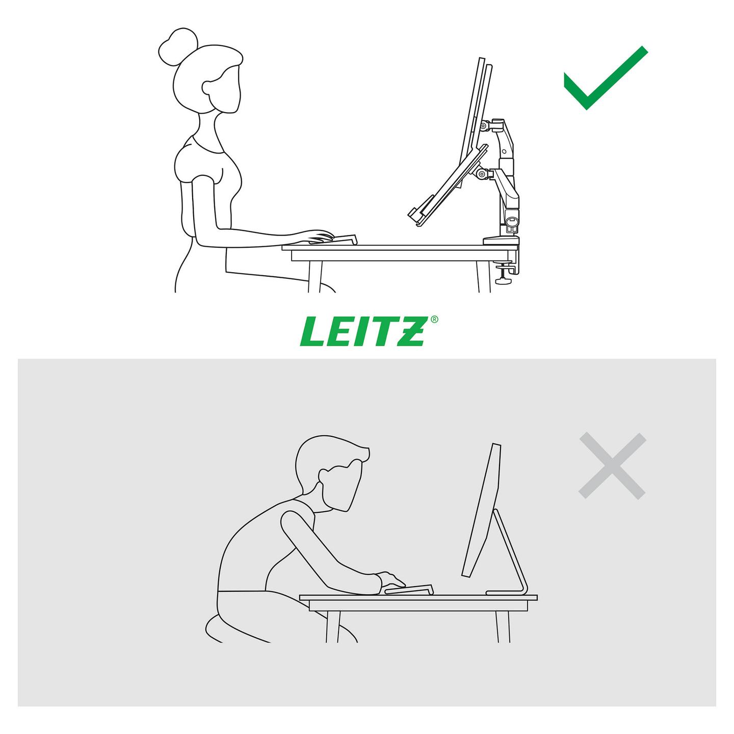 MbajtĂ«se pĂ«r Monitor LEITZ Ergo Dual & Laptop Arm, 2 MonitorĂ«, 17â32", Laptop 13â17", 9kg - Gri - 7