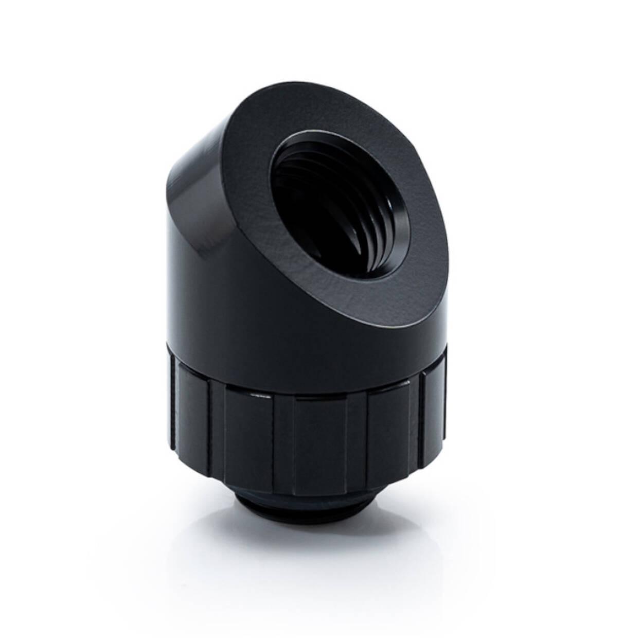 Adapter për Ftohje Bitspower Artemis, 45°, G1/4" Mashkull në G1/4" Femër, Rrotullues - Zezë