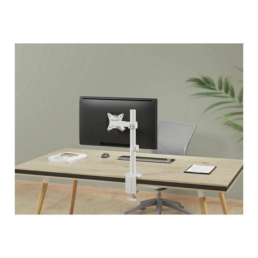 Mbajtëse për Monitor Equip 650166 / 1 Monitor / 17"-32" / 9kg / Full Motion / Clamp-Grommet / Tilt ±45° - Bardhë - 8