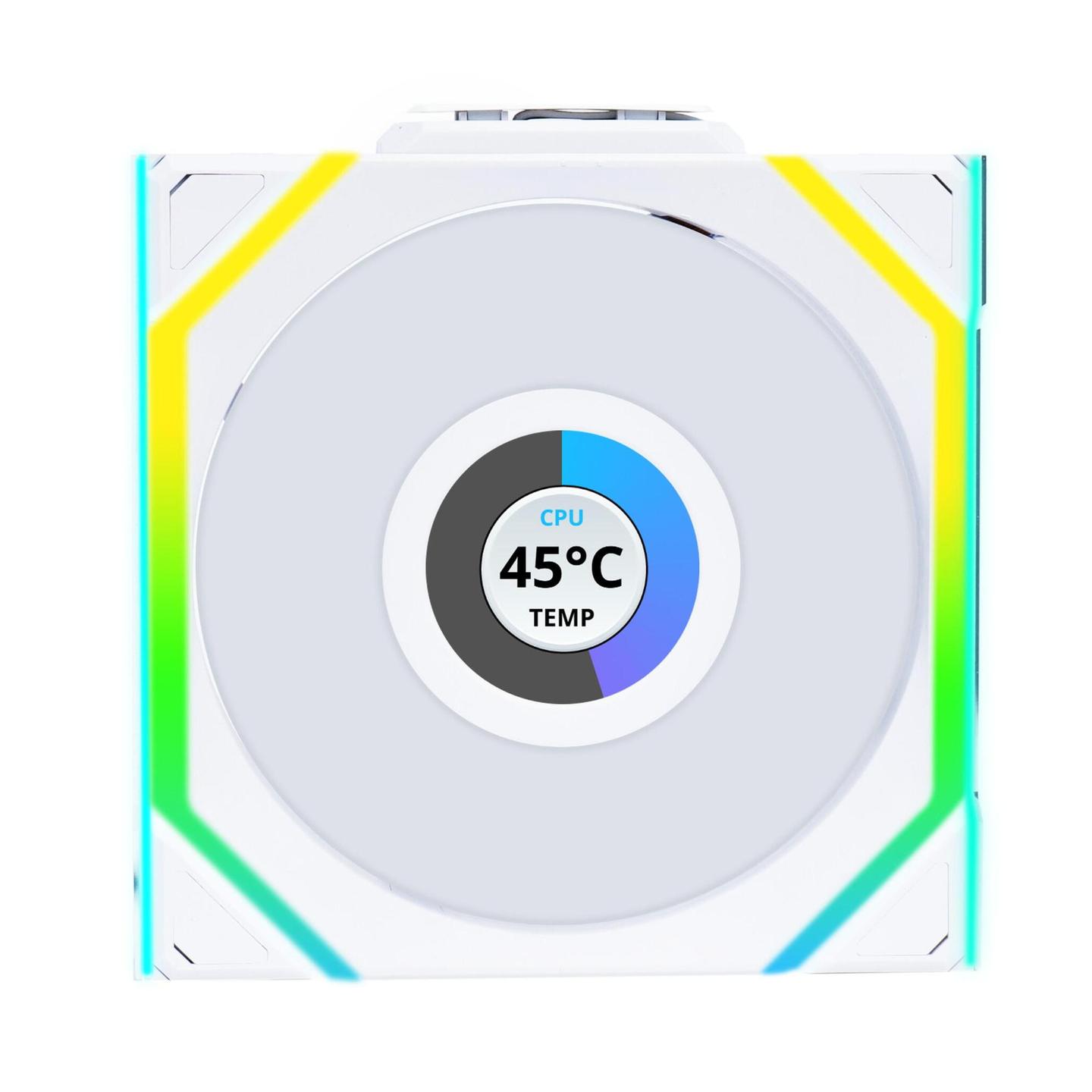 Ftohës për Kasë Lian Li UNI FAN SL Wireless LCD / 120mm / 300-1900 RPM / ARGB PWM / LCD / 3-Pack – Bardhë