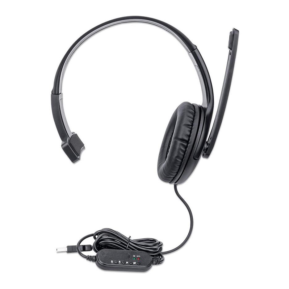 Kufje me kabllo Manhattan 179874 Mono / USB-A / Over-Ear - Zezë - 6
