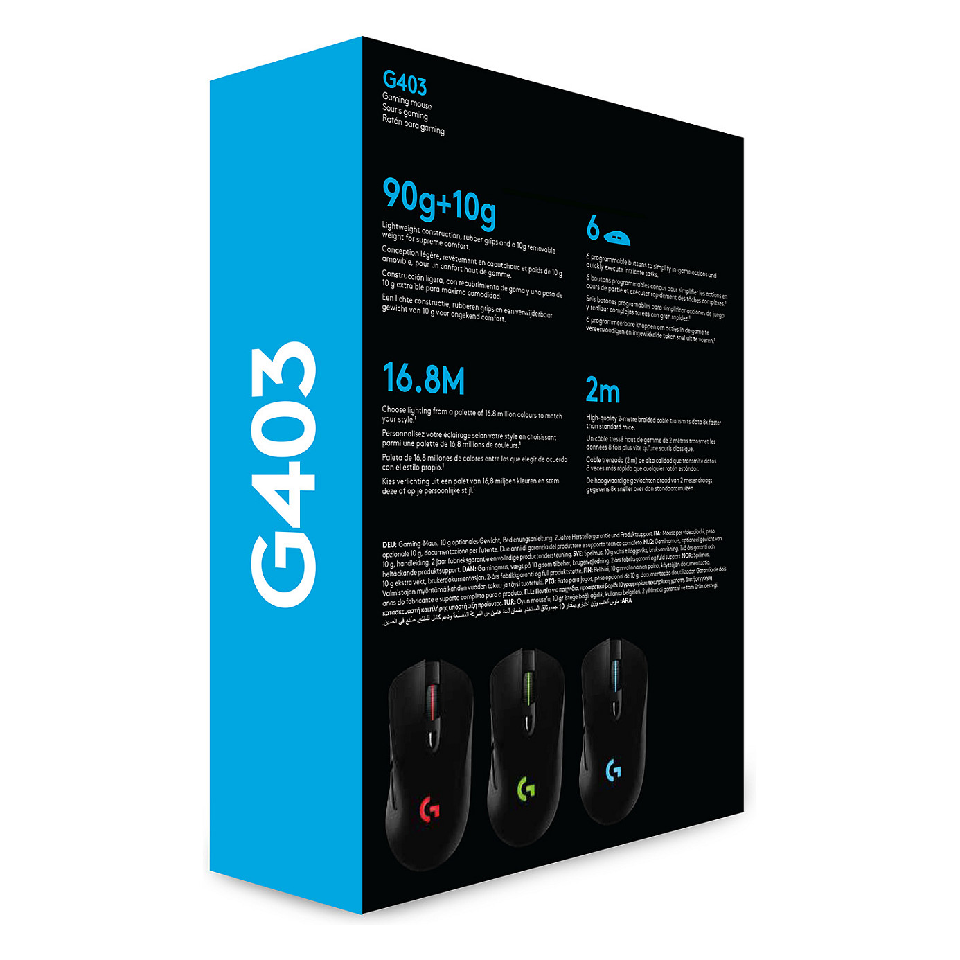 Maus Gaming Logitech G403 HERO / Wired / HERO 25K / 25.600 DPI / 1000Hz / 6 Butona / RGB - Zezë - 14