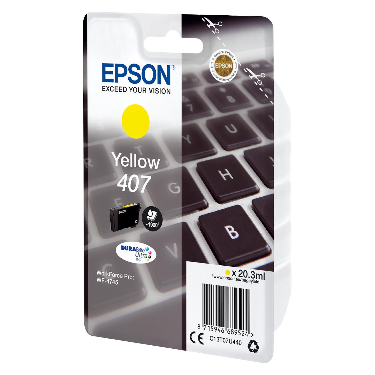 Ink Epson WorkForce Pro WF-4745 (C13T07U440), 1.900 faqe, 20,3 ml - Verdhë - 2