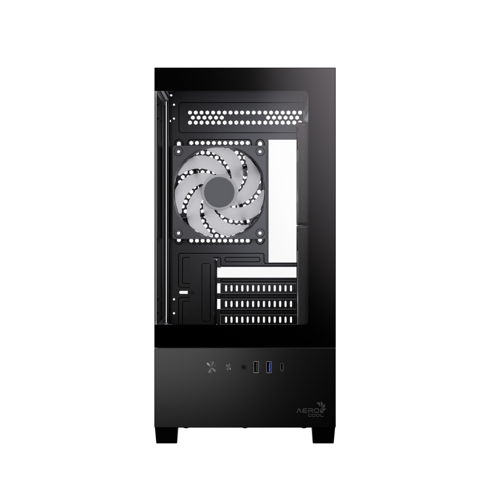 Kasë PC Aerocool P300D / Mini Tower / Micro ATX / 9x 120mm + 2x 140mm Fan Support / Tempered Glass / 360mm Radiator / USB-C - Zezë - 2