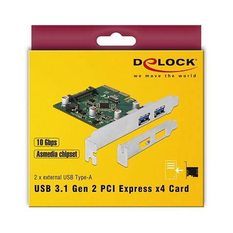 Kartë Zgjerimi PCI Express Delock 90298 / PCIe 3.0 x4 / 2x USB Type-A / USB 10Gbps / Low Profile - 5