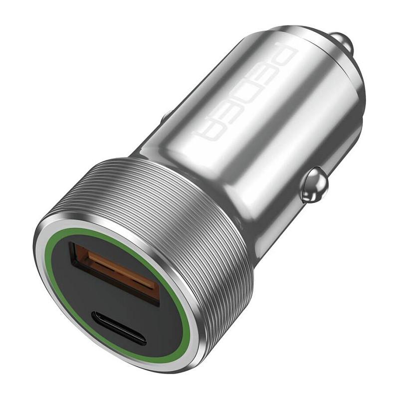 Adapter telefoni për veturë PEDEA KFZ-Lader Dual / USB-C + USB-A / 20W - Argjend