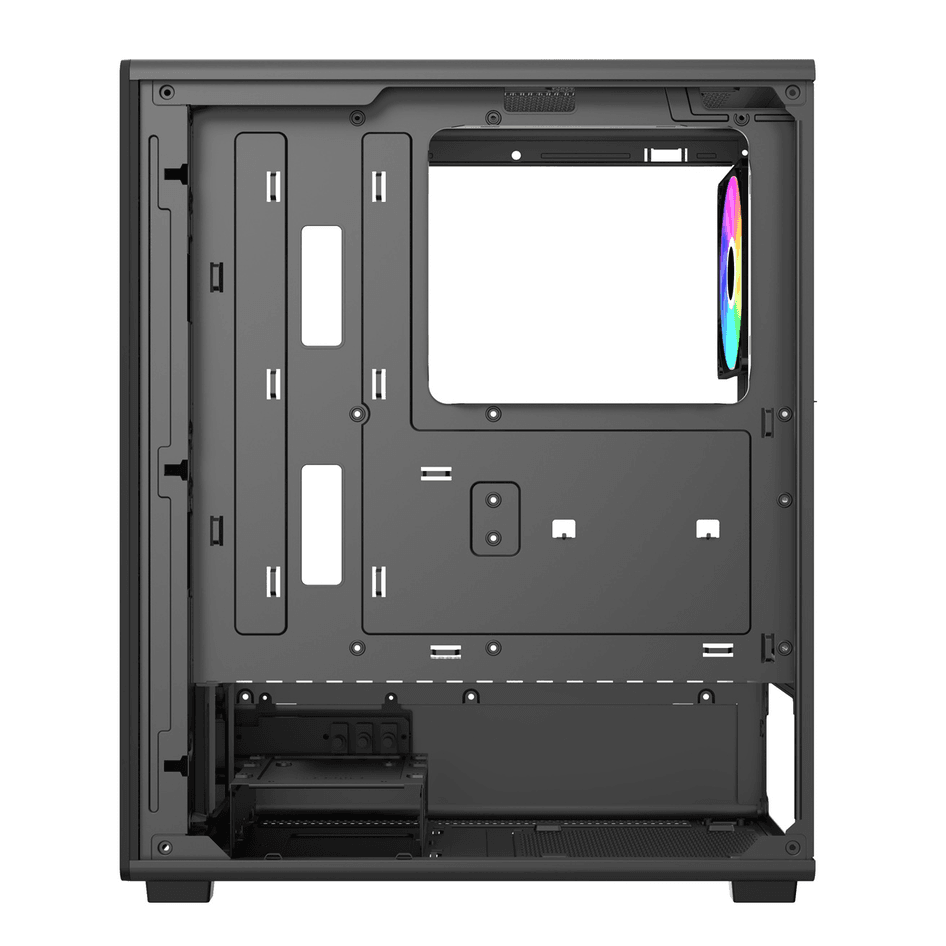 Kasë Fortron M221-BA / ATX Mid-Tower / 1x120mm ARGB (Prapa) / USB 3.0 + 2xUSB 2.0 / Panel Semi-Xham + Front Mesh – Zezë. - 2