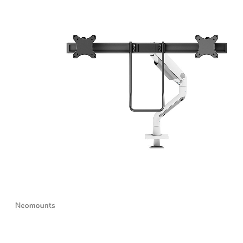 Mbajtëse për Monitor Neomounts / 2 Monitorë / 17"-32" / 8kg për Monitor / VESA 75x75-100x100 / Full Motion / Gas Spring / Tavolinë - Bardhë - 2