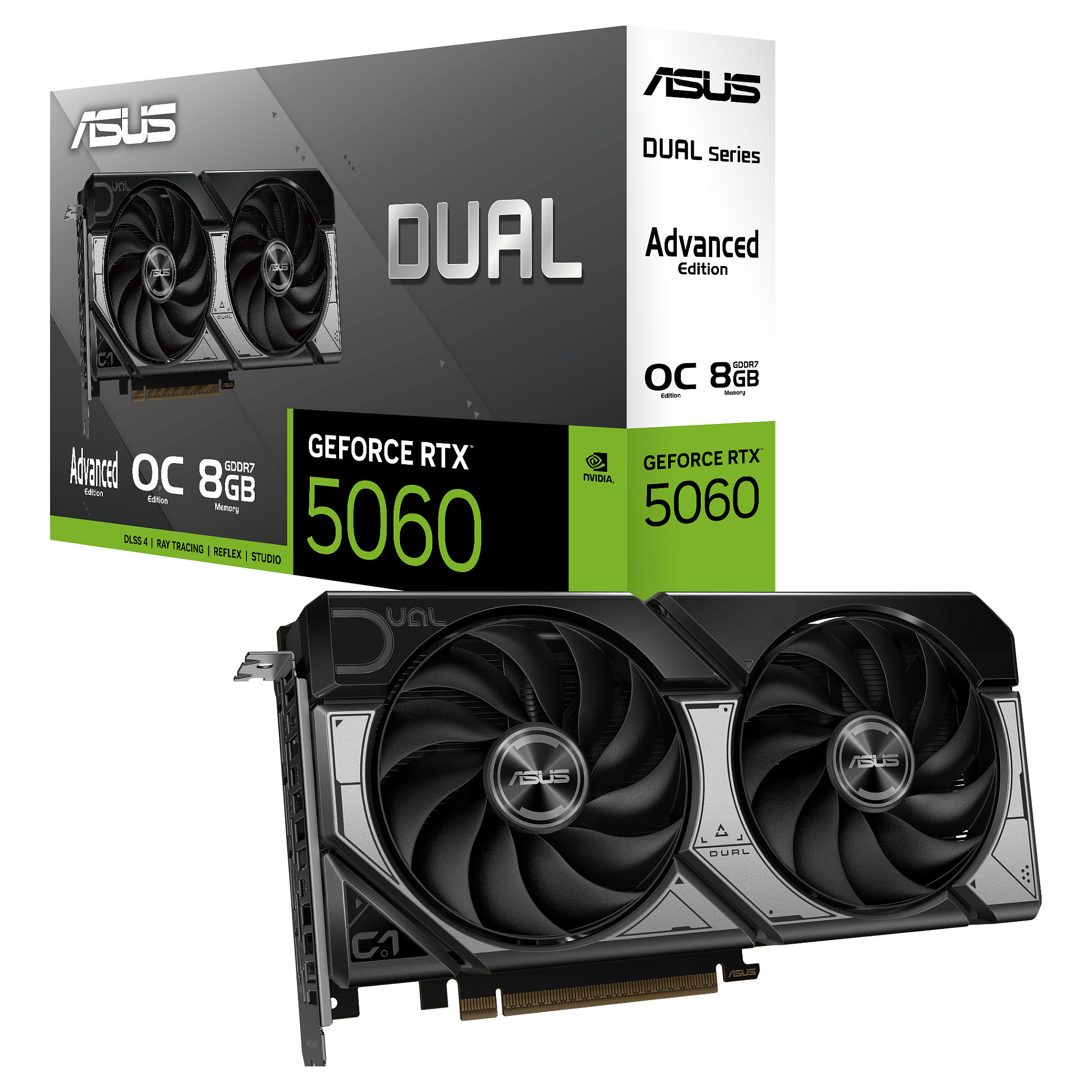 Kartelë Grafike NVIDIA GeForce RTX 5060 / 8GB GDDR7 / 128-bit / ASUS Dual 8G-A / 2 Fans - Zezë