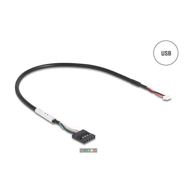 Adapter Serial DeLOCK 90582 / USB 2.0 Pin Header Male 4-pin në RS-232 D-Sub 9-pin Male / FTDI FT231XS / 30 cm - Gjelbër/Zezë - 3