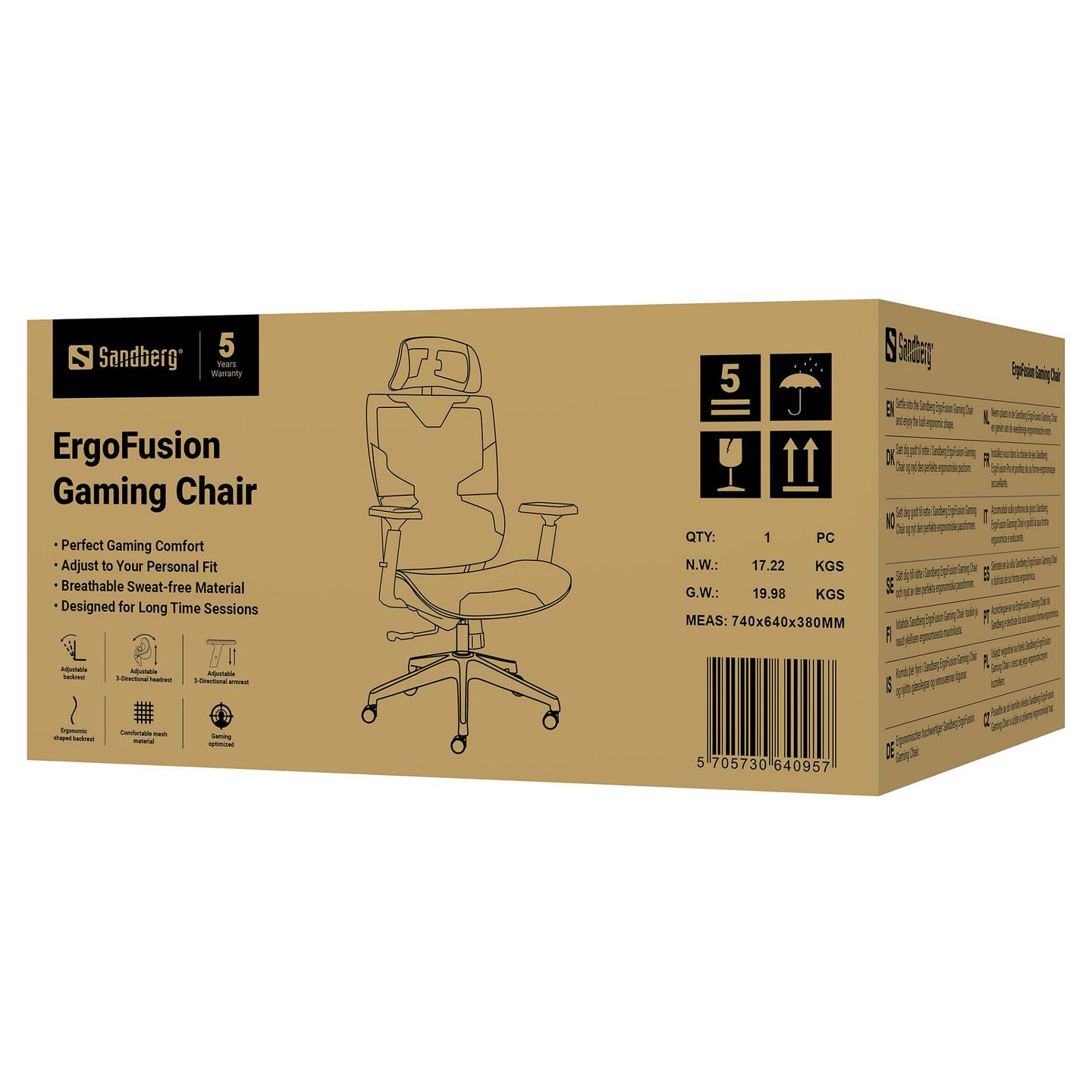 Karrige Gaming Sandberg ErgoFusion / MbĂ«shtetĂ«se koke 3D / MbĂ«shtetĂ«se krahu 3D / ShpinĂ« ergonomike / Mesh / 5 vite garanci â ZezĂ« - 10