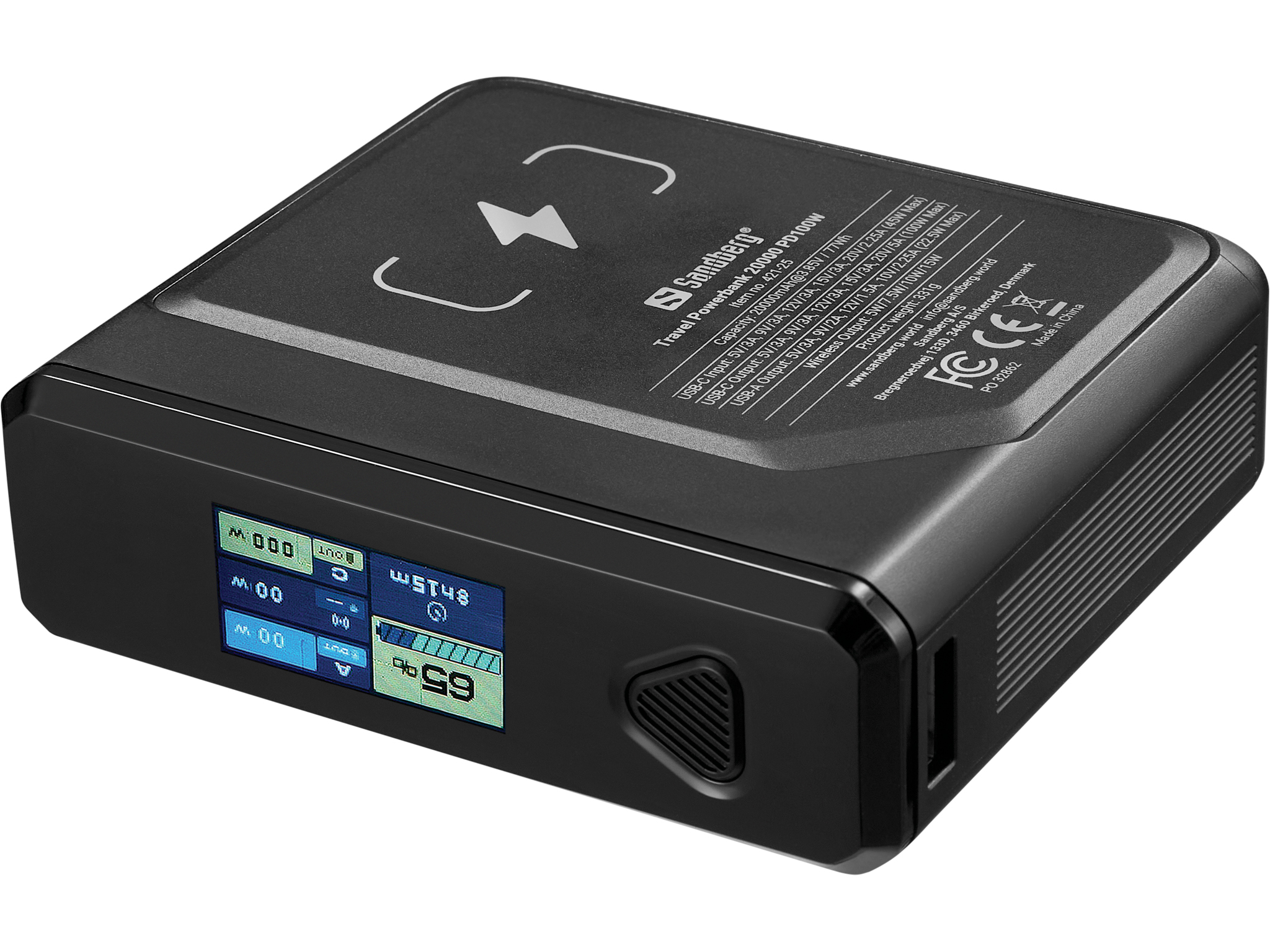 Powerbank Sandberg Travel 20000 PD100W / 20000mAh / 100W / Type-C + Wireless – Zezë - 2