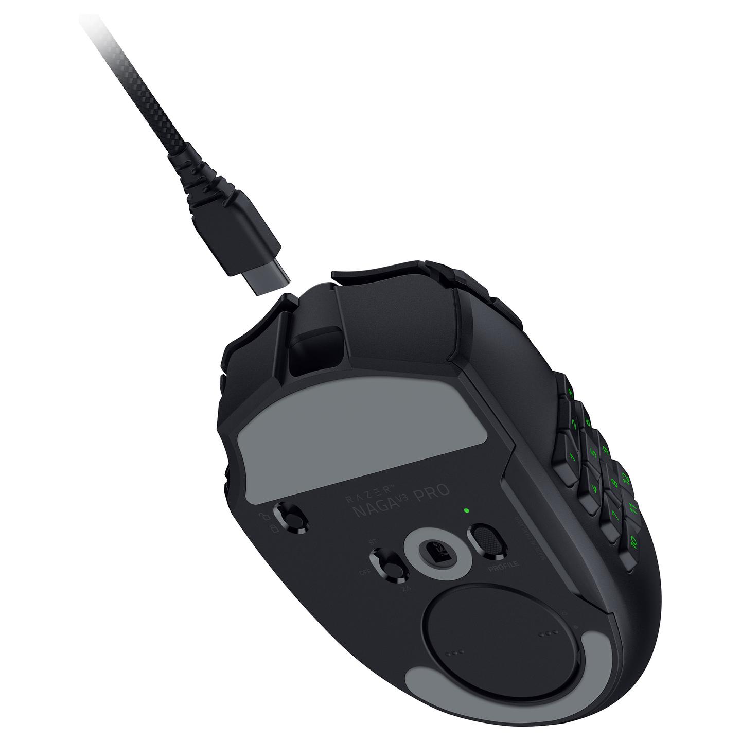 Maus Gaming pa Kabllo Razer Naga V3 Pro, Wireless 2.4GHz + Bluetooth, 50000 DPI, 23 Butona, RGB - Zezë - 8