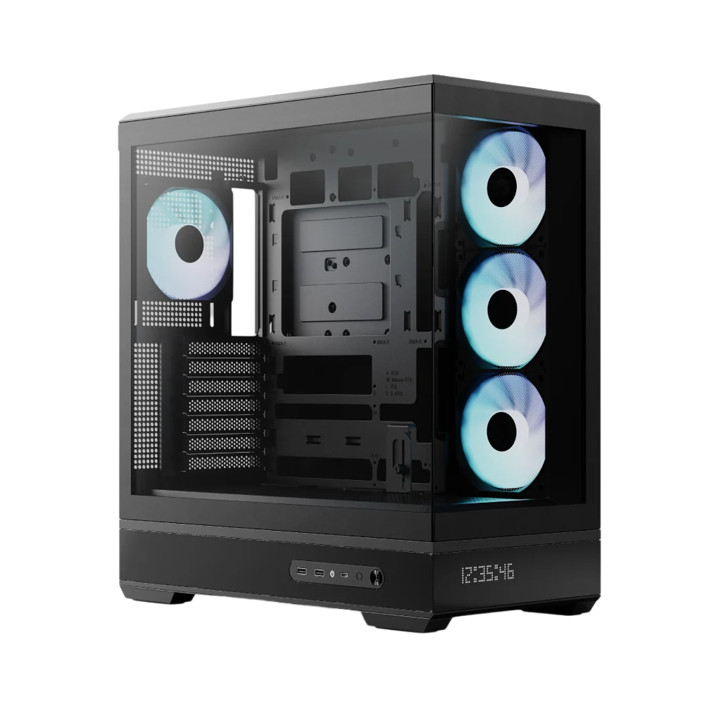 Kasë PC Aerocool P500B Digi / Midi Tower / ATX / 3x 120mm + 1x 120mm ARGB Fan / 2x Tempered Glass - Zezë