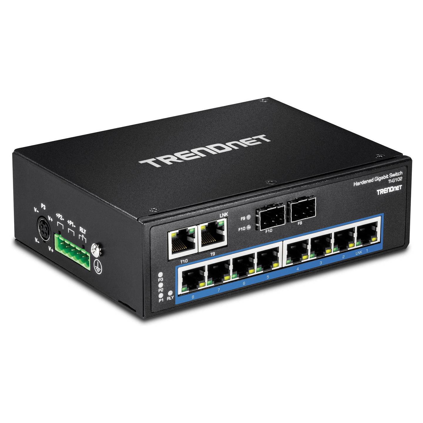 Switch Industrial TRENDnet TI-G102, 8x Gigabit Ethernet RJ45, 2x Gigabit RJ45/SFP Combo, 20Gbps, IP30, DIN-Rail - Zezë - 6