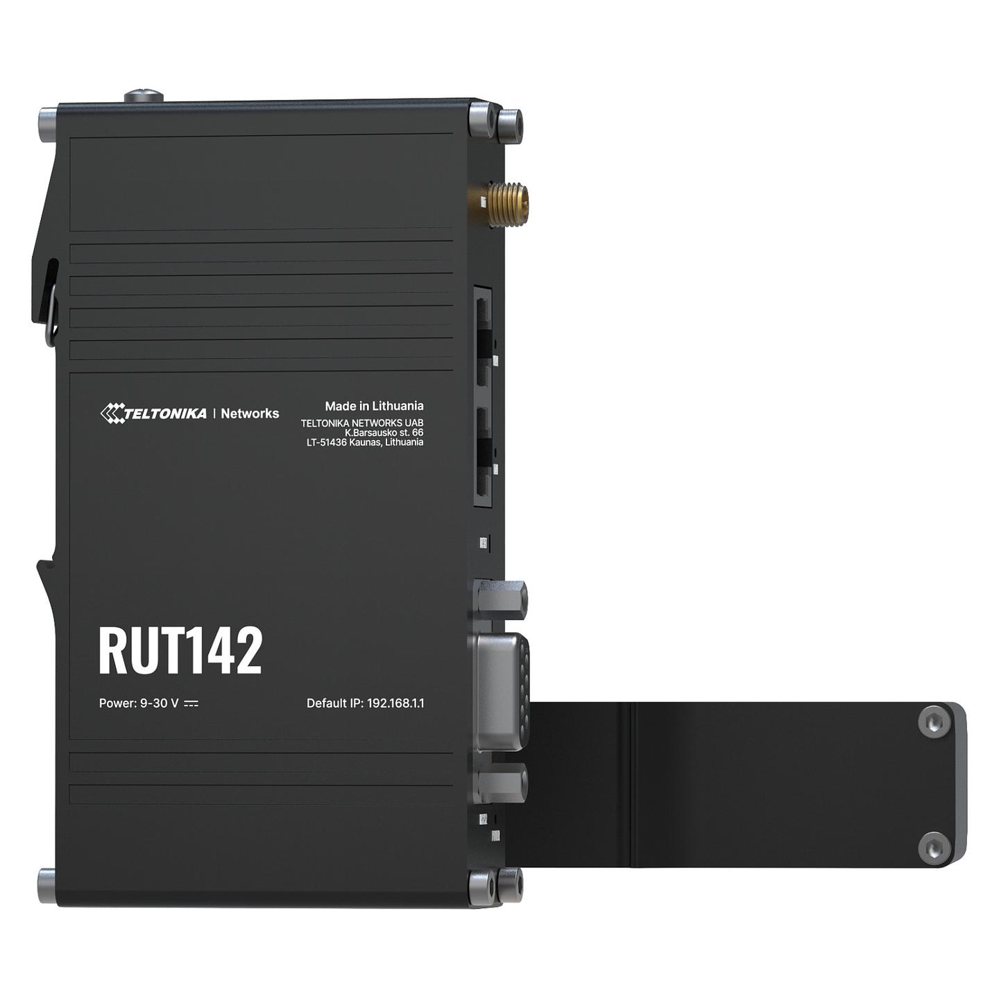Teltonika, RUT142, Ruter Industrial, Wi-Fi 4, 2.4 GHz, 1× WAN + 1× LAN 10/100 Mbps, RS232, Montim DIN Rail – Zezë